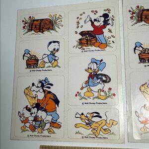 Vintage Walt Disney Stickers 3 Sheets 18 Stickers Mickey Mouse Donald Duck